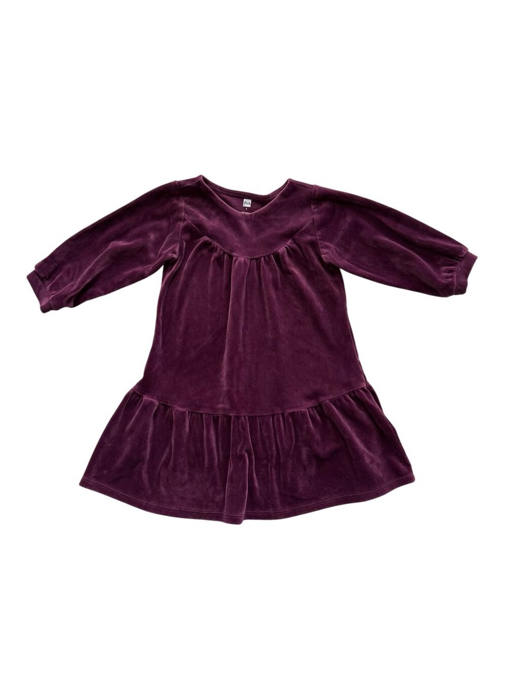 Tea Collection Peru Plum Velour Dress Size 5